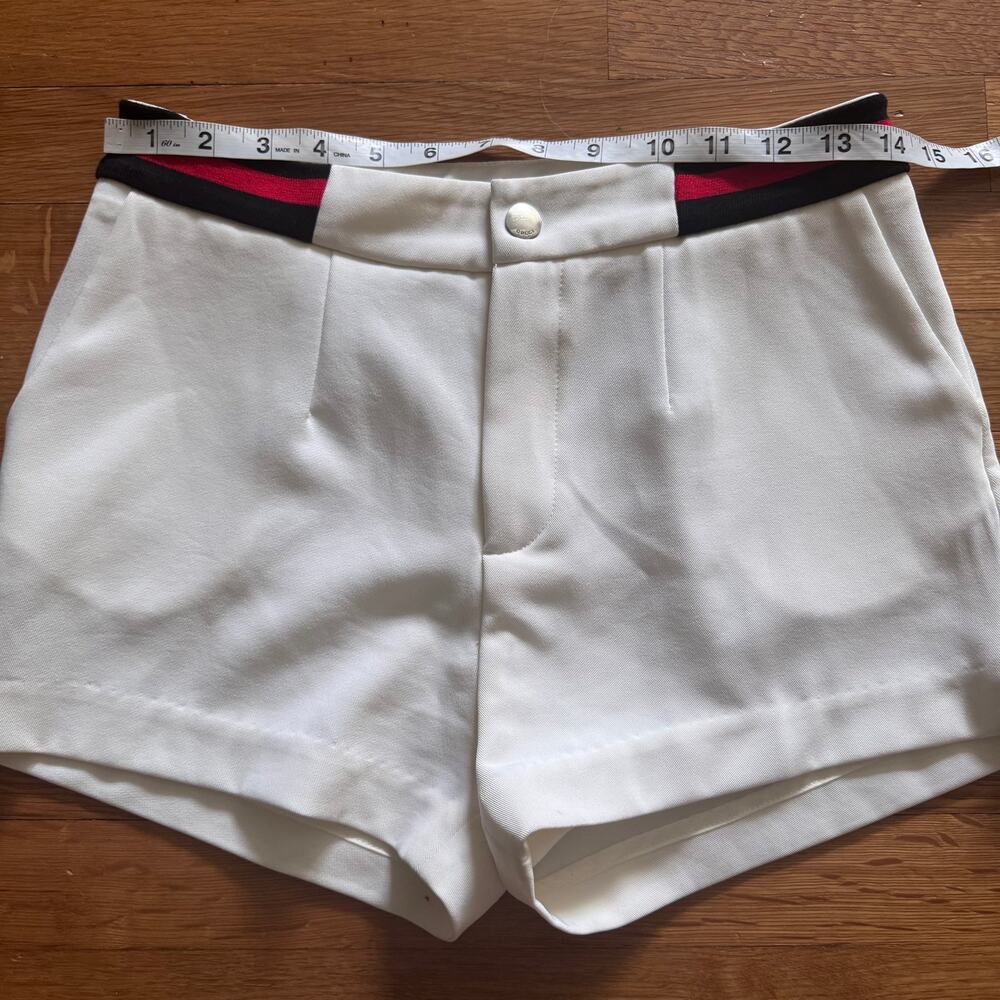 Gucci White Twill Shorts Ribbed Knit Striped Waistband Size IT 38 US 2 - Picture 8 of 9